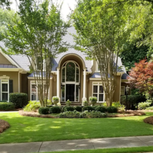 Beautiful landscaped garden at luxury home Roswell Georgia