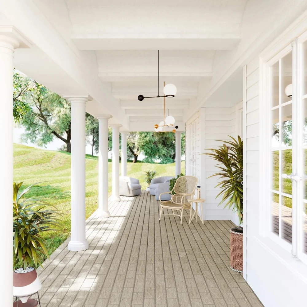 Beautiful Techo-Bloc Patio Pavers used in relaxing front yard proch design | The Ricks Group Patio Installers